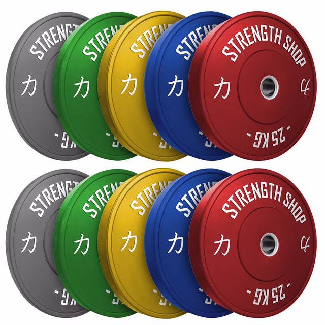 Riot Bumper Plates – Coloured set met gekleurde bumper plates volgens IWF-kleurschema